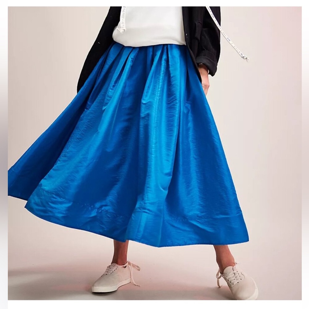 Free People Vibrant Cobalt Blue Midi Skirt - Picture 4 of 6